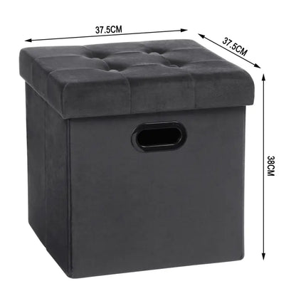BukkitBow - Opbergpoef - Lederen / Fluwelen Poef - Comfortabel Zitmeubel - 38L Capaciteit - 37.5x37.5x38CM