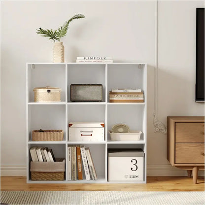 BukkitBow - Open Boekenkast met 9 Vakken - Hout/Melamine Fineer - Met achterwand - Ruimtebesparend en Stabiel - 94x93x29.5 cm