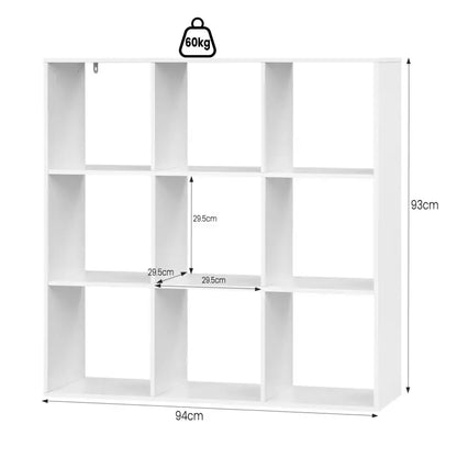 BukkitBow - Open Boekenkast met 9 Vakken - Hout/Melamine Fineer - Open Vakken - Ruimtebesparend en Stabiel - 94x93x29.5 cm
