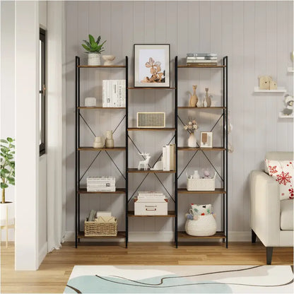 BukkitBow - Open Opbergrek / Boekenplank - Stevig Hout en Metaal - Industrieel Ontwerp - 134,5x176,5x30cm