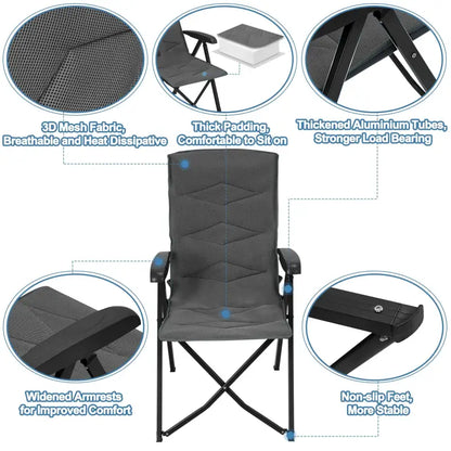 BukkitBow - Opvouwbare Campingstoel - Mesh Stof en Metaal - Verstelbare Rugleuning - 150 kg Draagvermogen