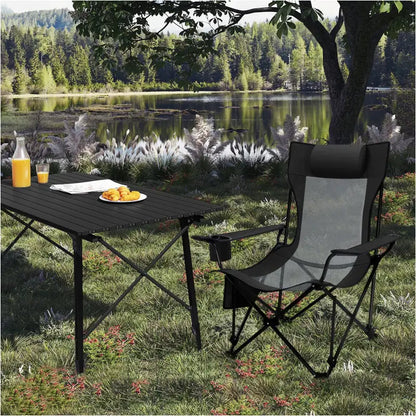 BukkitBow – Opvouwbare Campingstoel – Oxford Stof – Gepoedercoat Metaal – Mesh Stof – Verstelbare Rugleuning – Draagbaar
