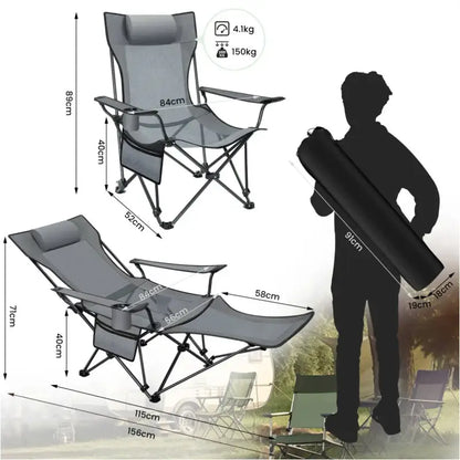 BukkitBow – Opvouwbare Campingstoel – Oxford Stof – Gepoedercoat Metaal – Mesh Stof – Verstelbare Rugleuning – Draagbaar