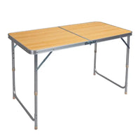 BukkitBow - Opvouwbare Campingtafel - Aluminium Frame met MDF Blad - Verstelbaar in Hoogte - 30kg Laadvermogen - Draagbaar Handvat - 120x(55-70)x60cm