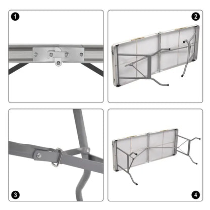 BukkitBow - Opvouwbare Campingtafel - IJzeren Buizen en Aluminium met MDF Blad - 45kg Laadvermogen - Compact en Draagbaar Design - 50x69.5x60CM