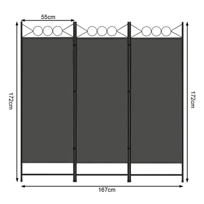 BukkitBow - Opvouwbare Kamer Verdeler / Kamerscherm - 167x172cm of 223x172cm - Donkergrijs