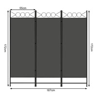 BukkitBow - Opvouwbare Kamer Verdeler / Kamerscherm - 167x172cm of 223x172cm - Donkergrijs