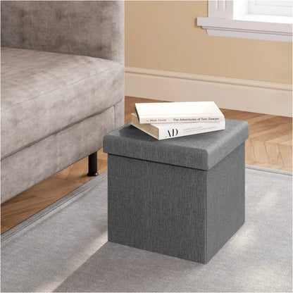 BukkitBow - Opvouwbare Opbergkruk met Gewatteerde Zitting - Linnen/MDF/Schuim - 20L of 37L Capaciteit