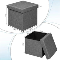 BukkitBow - Opvouwbare Opbergkruk met Gewatteerde Zitting - Linnen/MDF/Schuim - 20L of 37L Capaciteit