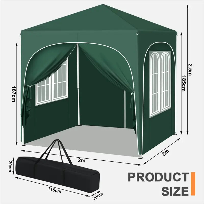 BukkitBow – Opvouwbare Partytent 2x2m – Oxford Stof en Metaal – UV-bestendig en Waterdicht – Verstelbaar in Hoogte