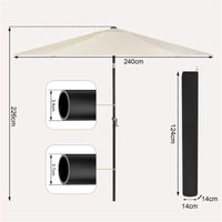 BukkitBow - Parasol - UV-Bestendig - Strandparasol - 45° Buigbaar - met Handslinger - Zeshoekig