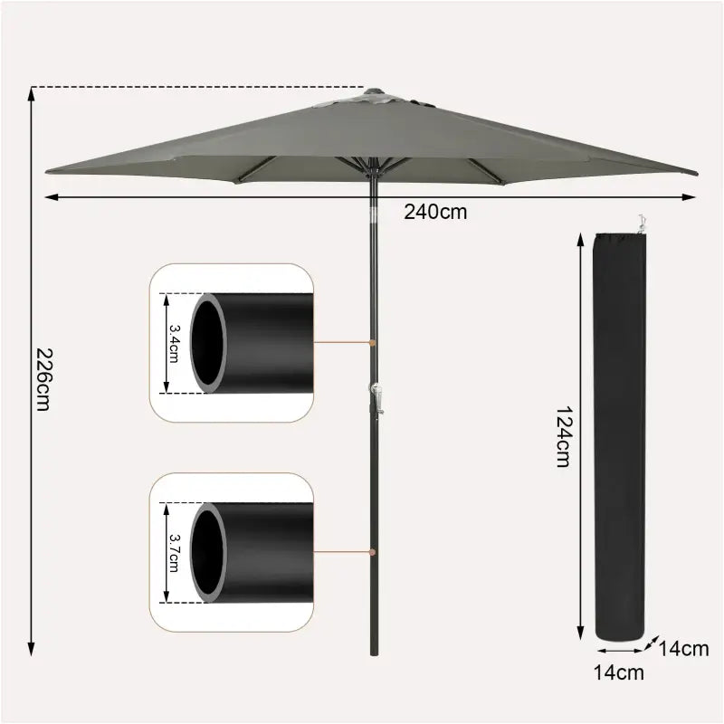BukkitBow Parasol - UV-bestendig en waterdicht - 45 graden kantelbaar