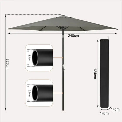 BukkitBow Parasol - UV-bestendig en waterdicht - 45 graden kantelbaar