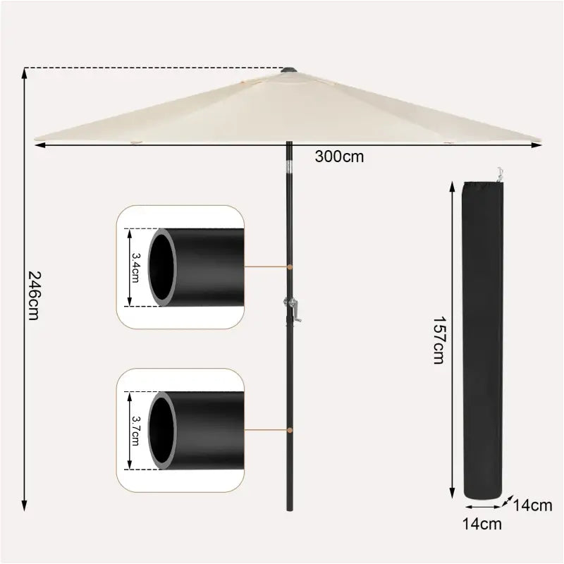 BukkitBow Parasol - UV-bestendig en waterdicht - 45 graden kantelbaar