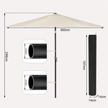 BukkitBow Parasol - UV-bestendig en waterdicht - 45 graden kantelbaar