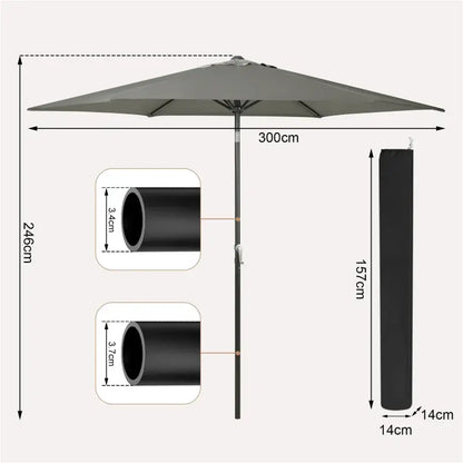 BukkitBow Parasol - UV-bestendig en waterdicht - 45 graden kantelbaar