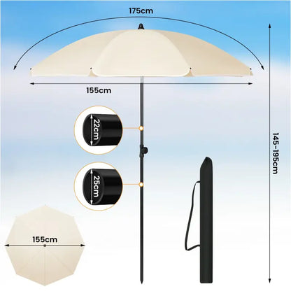 BukkitBow Strandparasol - UV-bestendig & Waterdicht - Verstelbaar