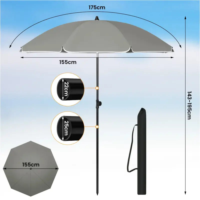 BukkitBow Strandparasol - UV-bestendig & Waterdicht - Verstelbaar