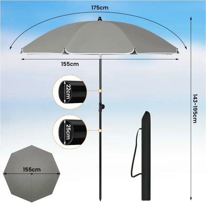 BukkitBow Strandparasol - UV-bestendig & Waterdicht - Verstelbaar