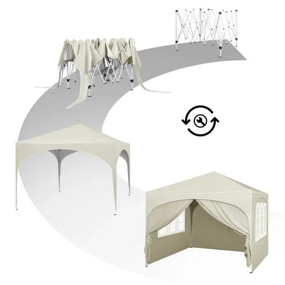BukkitBow - Partytent met Zijwanden en Ronde Rand – Opvouwbare Tent – Waterdicht en Weersbestendig – Tuinpaviljoen - 300 x 300 cm