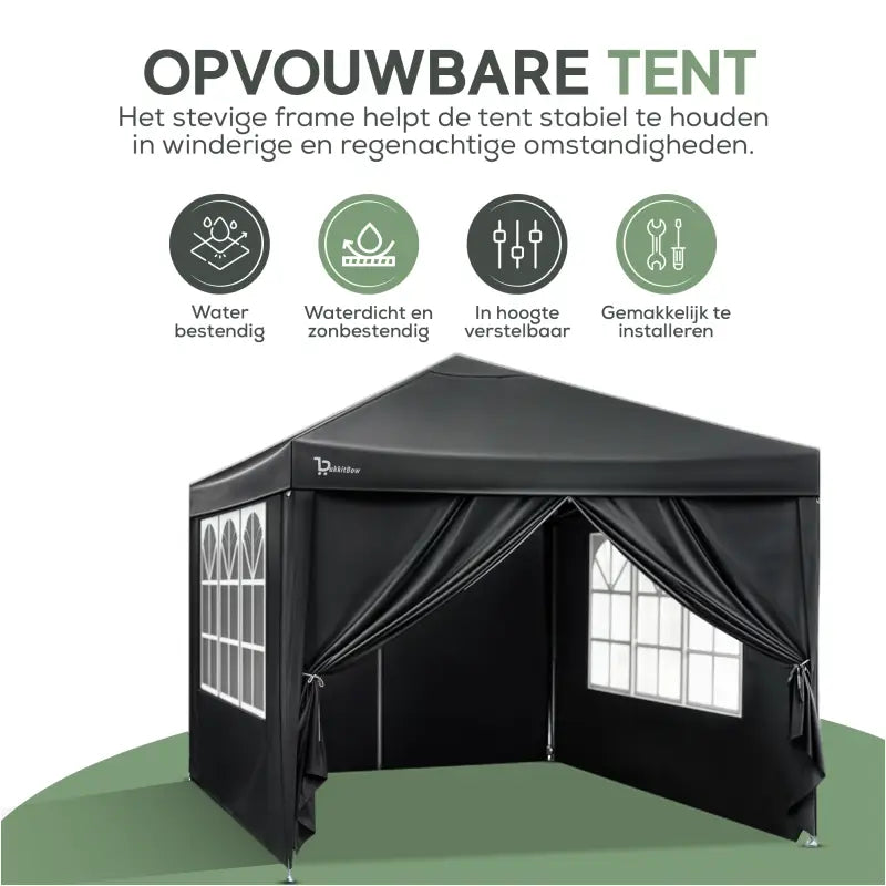 Comnox - BukkitBow Partytent met Zijwanden - Weerbestendig & Opvouwbaar - 300 x 300 cm