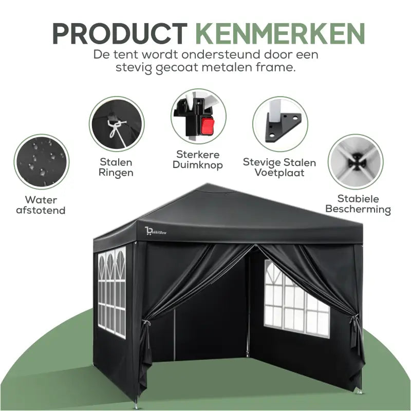 Comnox - BukkitBow Partytent met Zijwanden - Weerbestendig & Opvouwbaar - 300 x 300 cm
