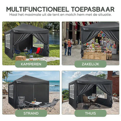 Comnox - BukkitBow Partytent met Zijwanden - Weerbestendig & Opvouwbaar - 300 x 300 cm