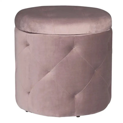 BukkitBow - Poef / Kruk met Fluweel Zitting - Comfortabele Poef - Grote Opbergruimte - Praktisch en Elegant - 39.5x40CM