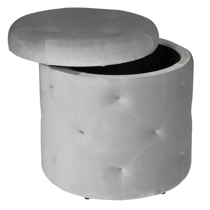 BukkitBow - Poef / Kruk met Fluweel Zitting - Comfortabele Poef - Grote Opbergruimte - Praktisch en Elegant - 39.5x40CM