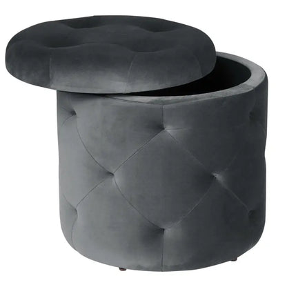 BukkitBow - Poef / Kruk met Fluweel Zitting - Comfortabele Poef - Grote Opbergruimte - Praktisch en Elegant - 39.5x40CM