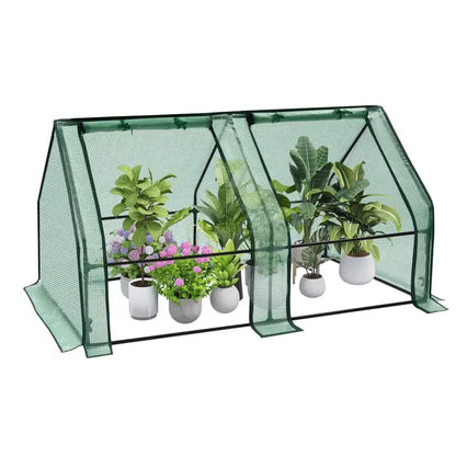 BukkitBow – Polytunnel Tuinkas – Winterproof Tunnel voor Groenten Teelt – Compacte Tuinkas met 2 Grote Luiken - 180X90X90CM
