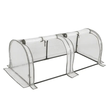 BukkitBow – Polytunnel Tuinkas – Winterproof Tunnel voor Groenten Teelt – Compacte Tuinkas met 2 Luiken - 130X60X50CM