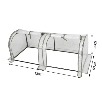 BukkitBow – Polytunnel Tuinkas – Winterproof Tunnel voor Groenten Teelt – Compacte Tuinkas met 2 Luiken - 130X60X50CM