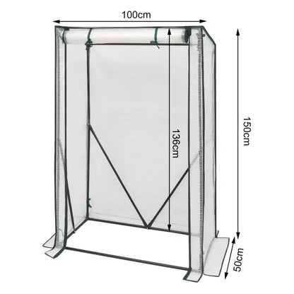 BukkitBow – Polytunnel Tuinkas – Winterproof Tunnel voor Groenten Teelt – Compacte Tuinkas met Groot Luik en 3 Bloemen Planken - 100x50x150CM