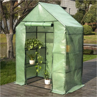 BukkitBow – Polytunnel Tuinkas – Winterproof Tunnel voor Groenten Teelt – Compacte Tuinkas met Groot Luik en 3 Bloemen Planken - 143x215x195CM