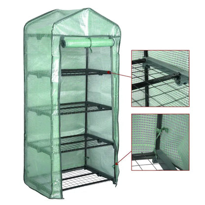 BukkitBow – Polytunnel Tuinkas – Winterproof Tunnel voor Groenten Teelt – Compacte Tuinkas met Groot Luik en 4 Bloemen Planken - 69X49X158CM