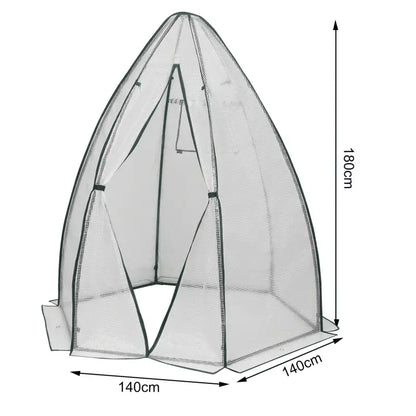 BukkitBow – Polytunnel Tuinkas – Winterproof Tunnel voor Groenten Teelt – Compacte Tuinkas met Groot Luik en Raam - 140x140x180CM