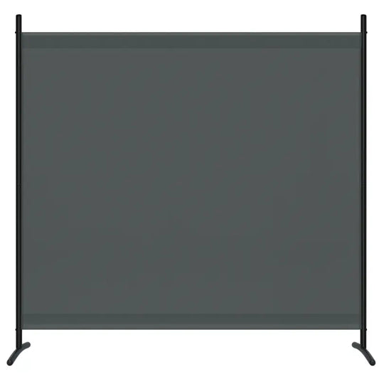 Grijs, opvouwbare schermwand met zwarte metalen frame, geschikt voor ruimteverdeling in kantoren of evenementen. Ideaal voor privacy en akoestische afscherming in open werkruimtes.