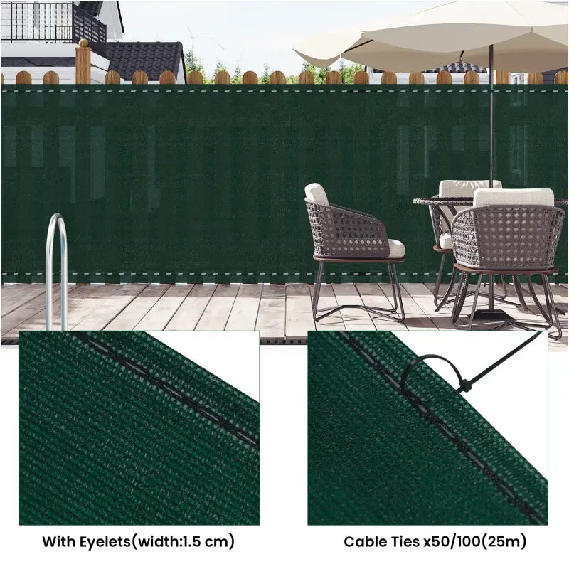 BukkitBow – Privacy Scherm – 180 g/m² Zonwering – Ademend en Waterdicht – Op Maat Knipbaar – Eenvoudige Montage
