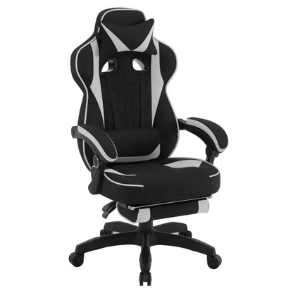 BukkitBow - Racing Gaming Stoel - Stof of Fluweel - met Rug/Nekkussen en Voetensteun - 49CM Hoog