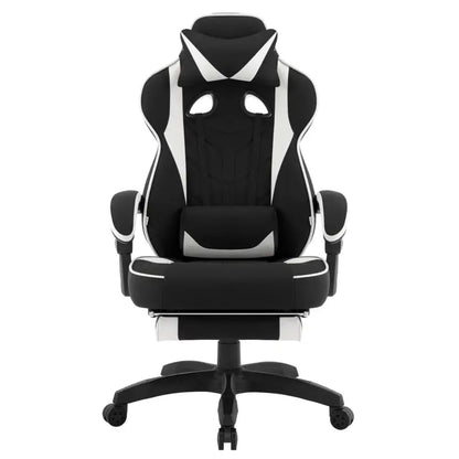 BukkitBow - Racing Gaming Stoel - Stof of Fluweel - met Rug/Nekkussen en Voetensteun - 49CM Hoog