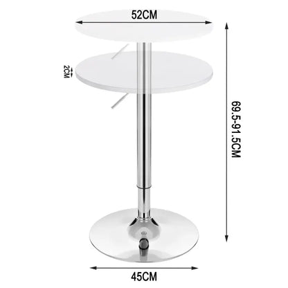 BukkitBow - Ronde Bartafel - MDF en Metaal - In Hoogte Verstelbaar en Draaibaar - Wit of Zwart - 52cm Diameter