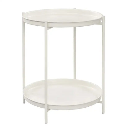 BukkitBow - Ronde Bijzettafel van Metaal - Tafel met Afneembare Dienbladen - 44x53cm