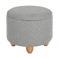 BukkitBow - Ronde Opbergpoef – Poef / Zitkist met Deskel - Voetenbank met Opbergruimte - 39x39x33 cm