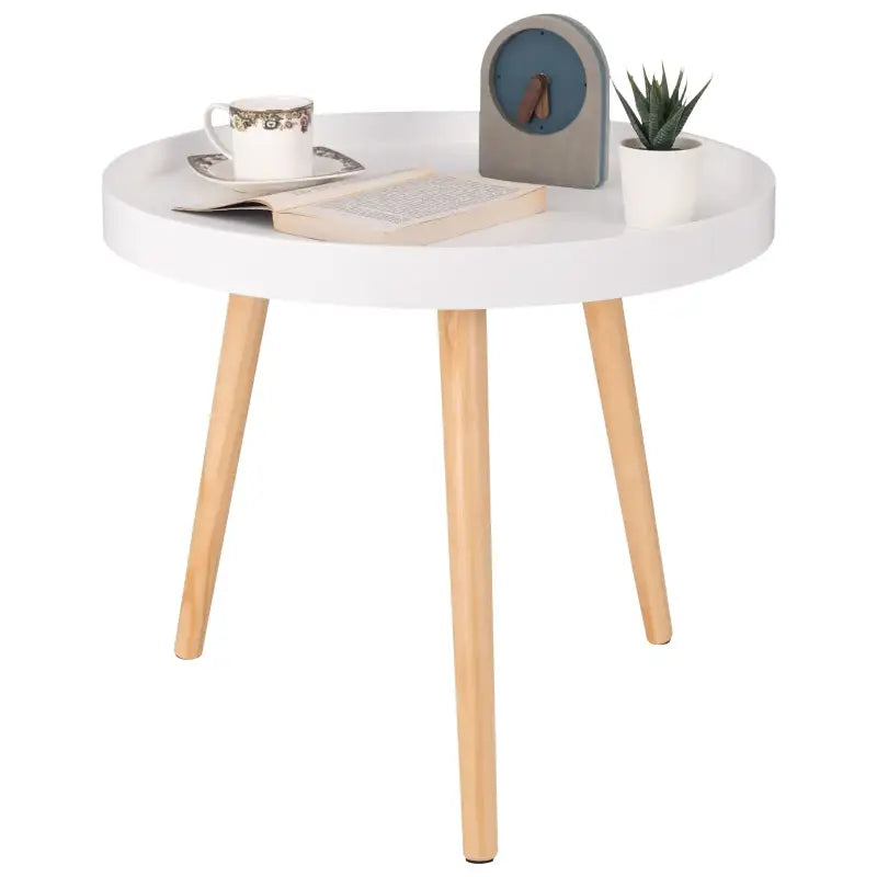 BukkitBow - Ronde Salontafel - Stabiele Driehoek Structuur - Verhoogde Rand - 50CM Doorsnede