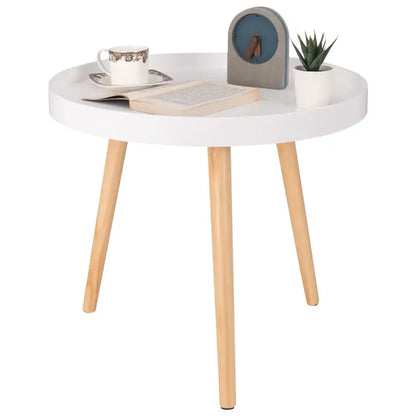 BukkitBow - Ronde Salontafel - Stabiele Driehoek Structuur - Verhoogde Rand - 50CM Doorsnede
