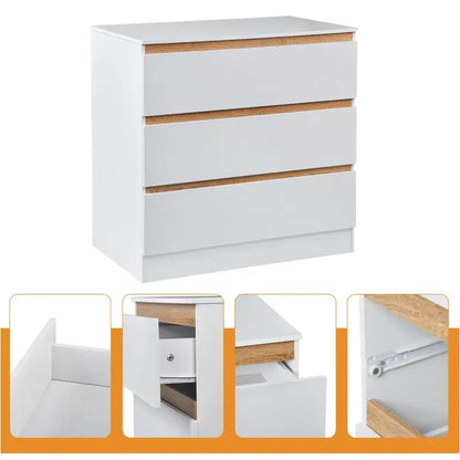 BukkitBow - Ruime Commode met 3 Laden - E1 Spaanplaat Melamine - Duurzaam en Veilig Ontwerp - 80x48x78cm