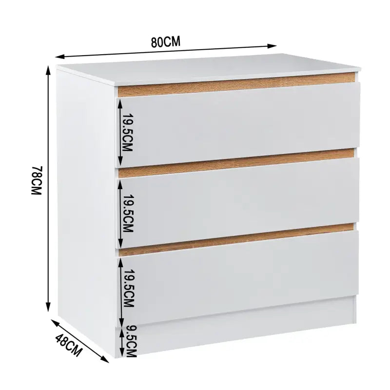 BukkitBow - Ruime Commode met 3 Laden - E1 Spaanplaat Melamine - Duurzaam en Veilig Ontwerp - 80x48x78cm