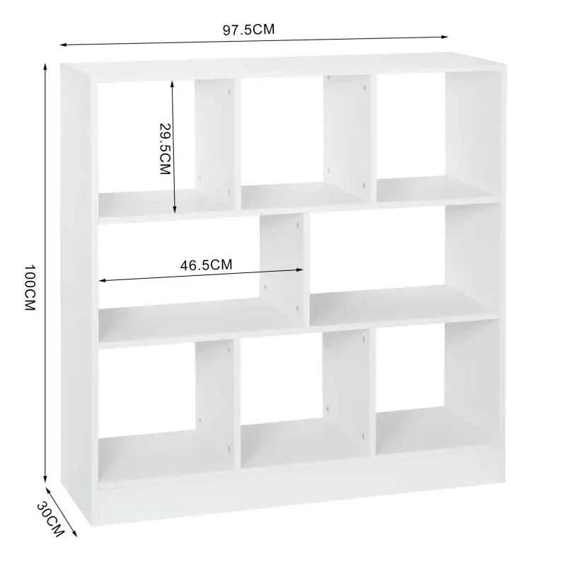BukkitBow - Ruime Open Boekenkast - 8 Compartimenten - Veilig Ontwerp - Veelzijdig Gebruik - 97.5x30x100cm