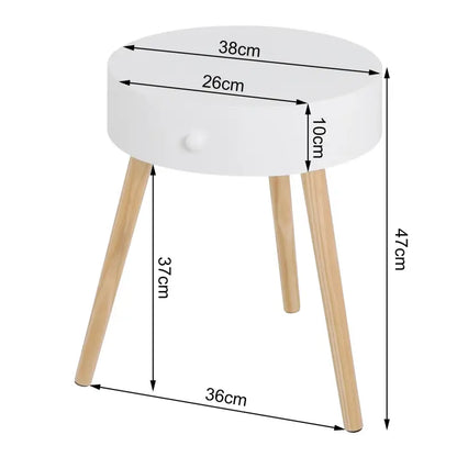 BukkitBow - Scandinavisch Nachtkastje - MDF en Grenen - Waterbestendig met Anti-Slip Voeten - 38x38x47cm